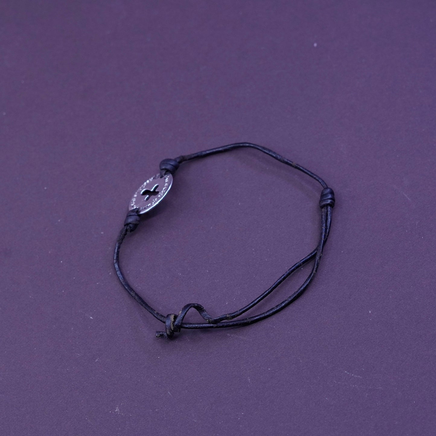 8.75”, Sterling 925 silver with leather bracelet tag live a life of love