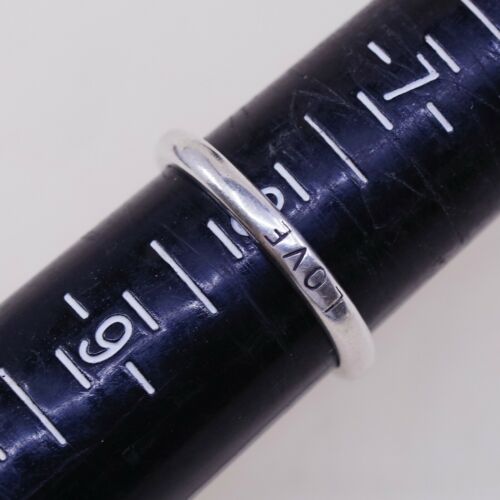 Sz 8, Vtg WJ Sterling Silver Handmade Ring 925 Prayer “love” Stackable Band