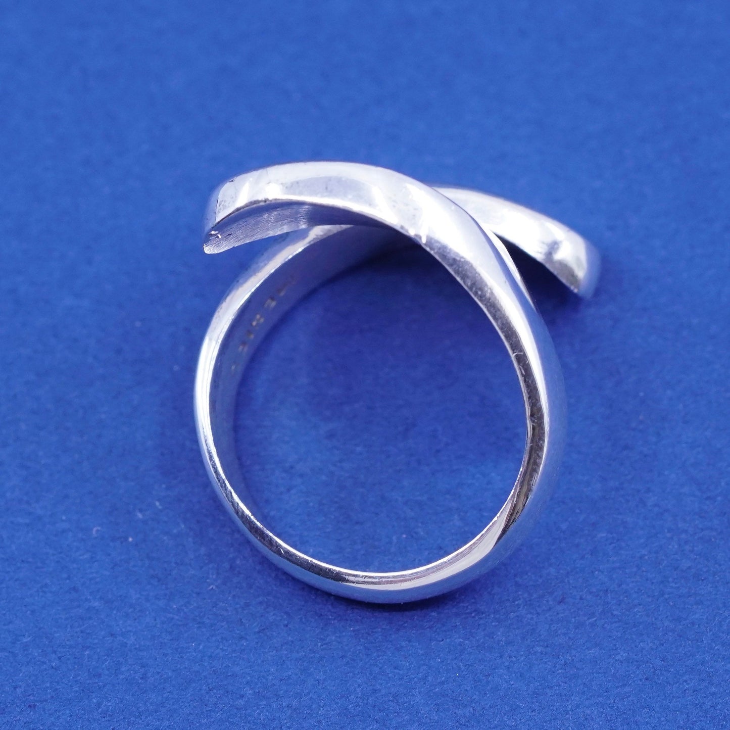 Size 6.75, vintage Sterling silver handmade wrapped ring, 925 statement band