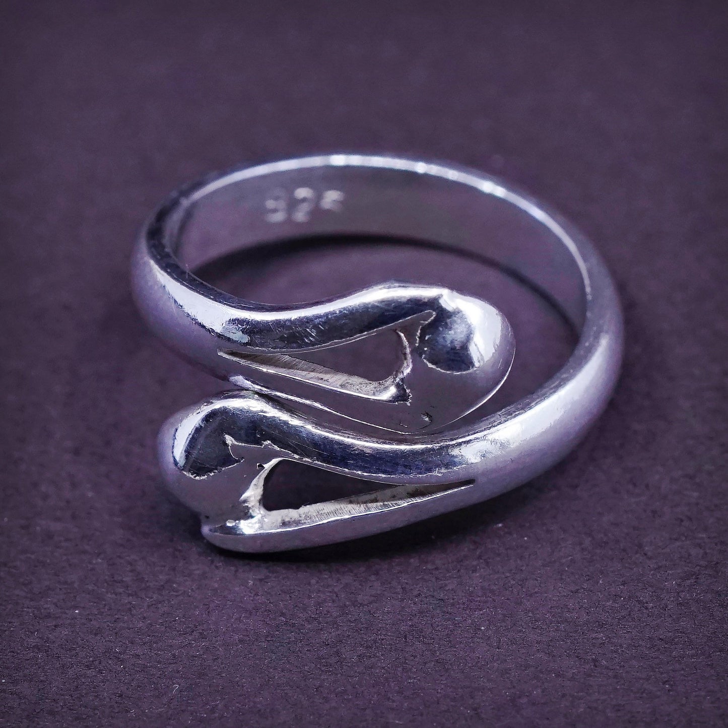 Size 7.25, vintage Sterling silver handmade ring, 925 wrap band, stamped 925