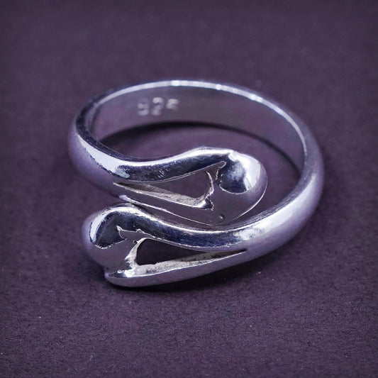 Size 7.25, vintage Sterling silver handmade ring, 925 wrap band, stamped 925