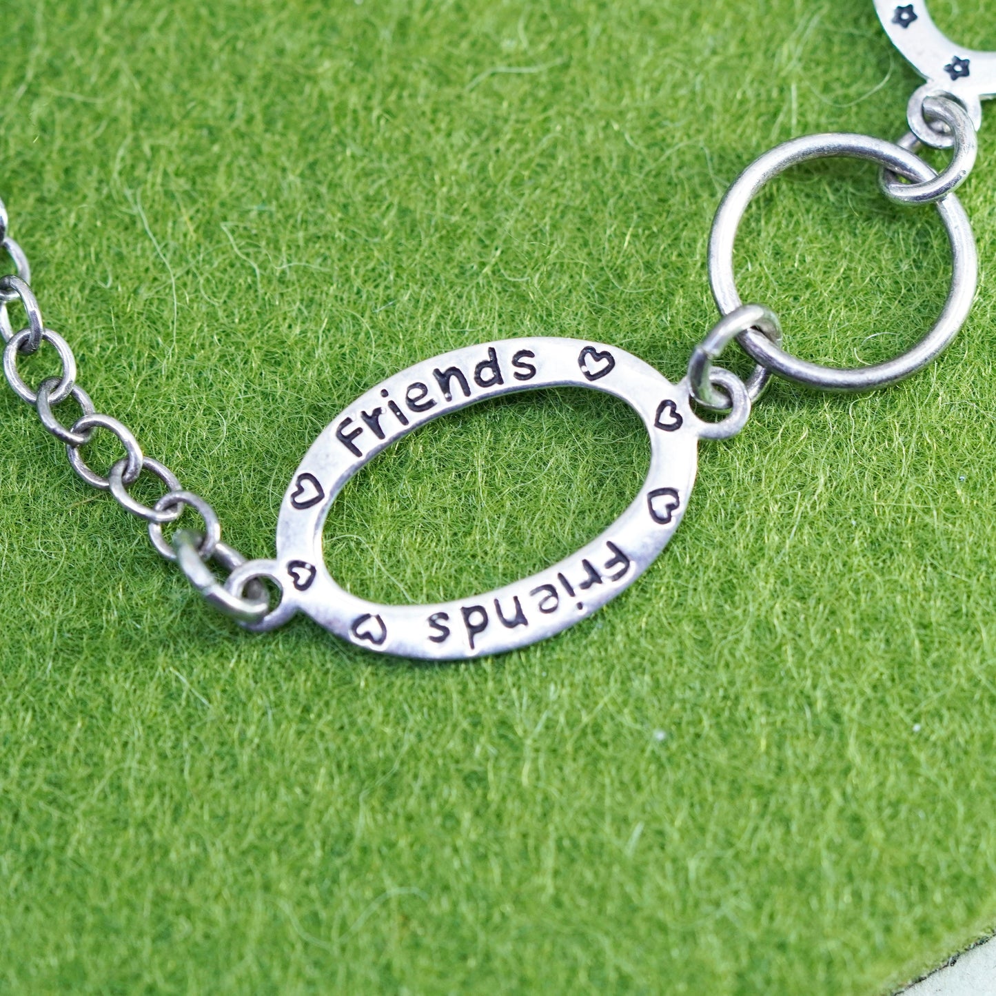 7.5”, sterling 925 silver circle quote bracelet circle disc “mother daughter”