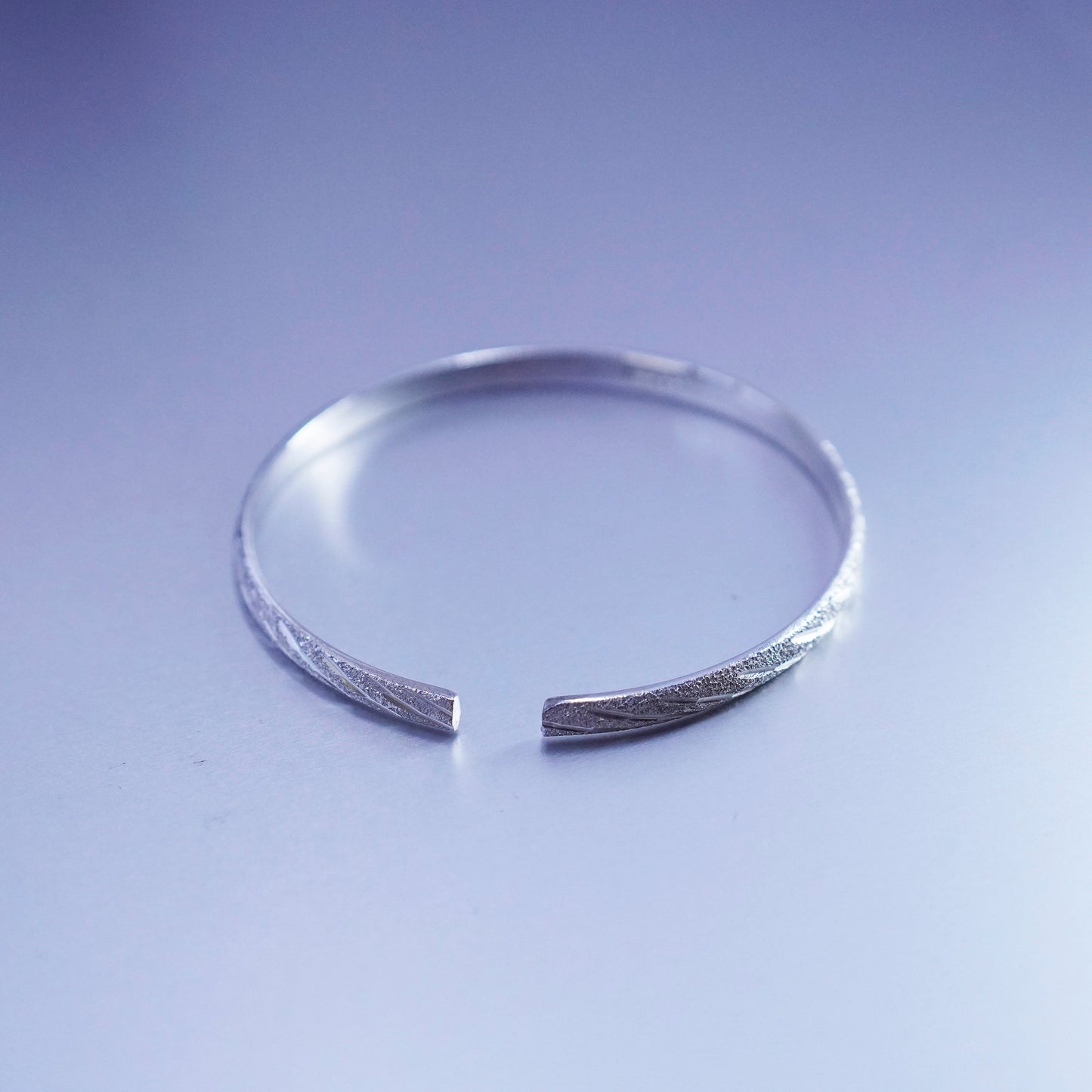 6.75”, 999 fine silver handmade bracelet, textured glittering stackable cuff