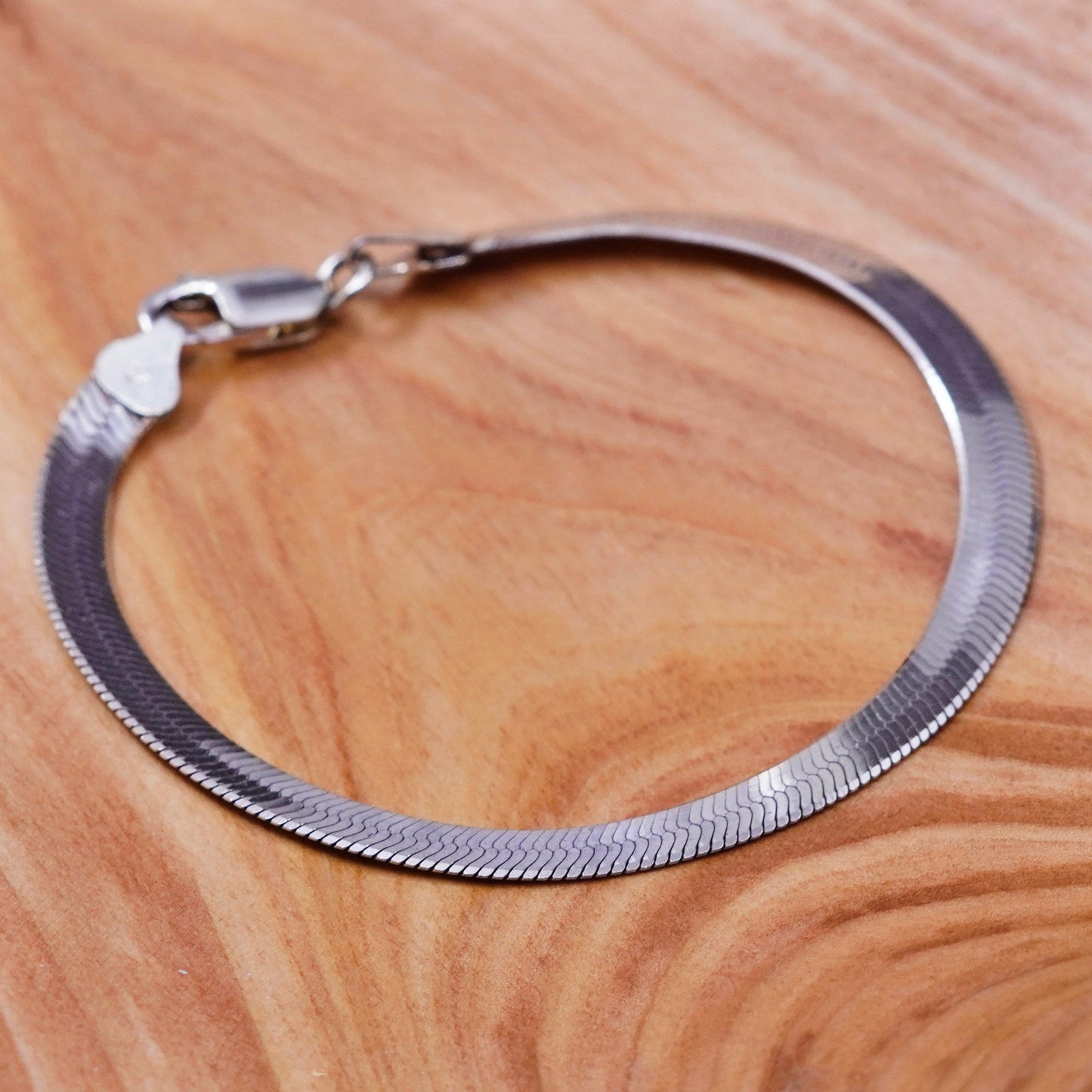 7.25”, vermeil gold Sterling silver handmade bracelet, 925 herringbone chain