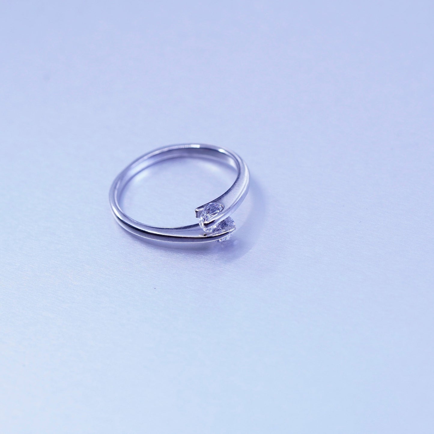 Size 7, vintage Sterling 925 silver handmade engagement ring with Cz