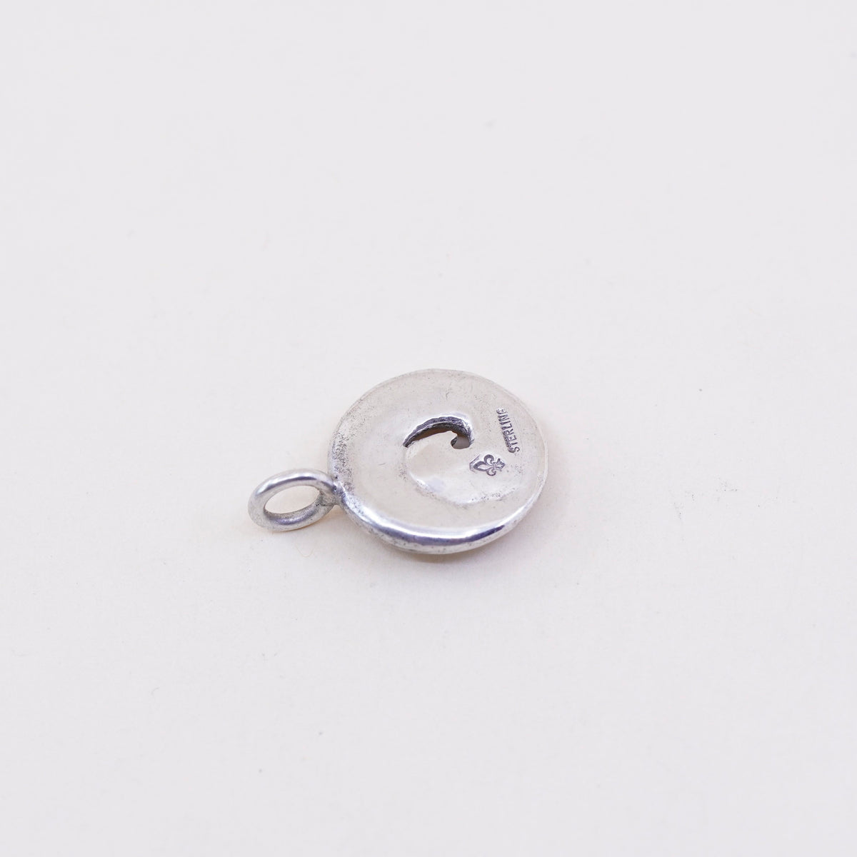 Vintage sterling silver handmade pendant, 925 swirl