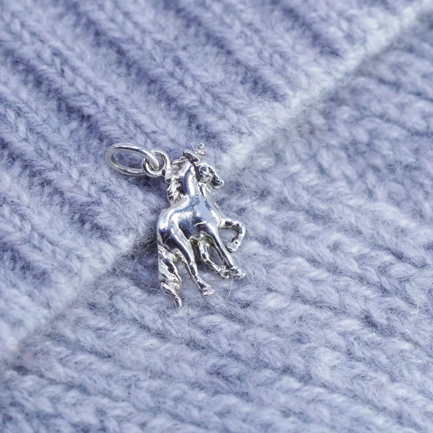 Vintage Sterling silver handmade simple 925 horse charm pendant