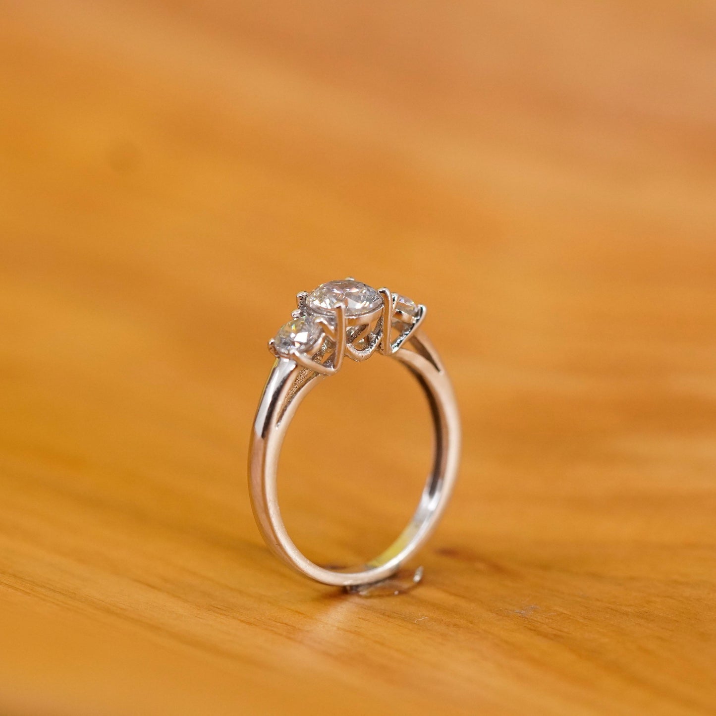 Size 7.25, vintage Sterling 925 silver anniversary ring with clear cz