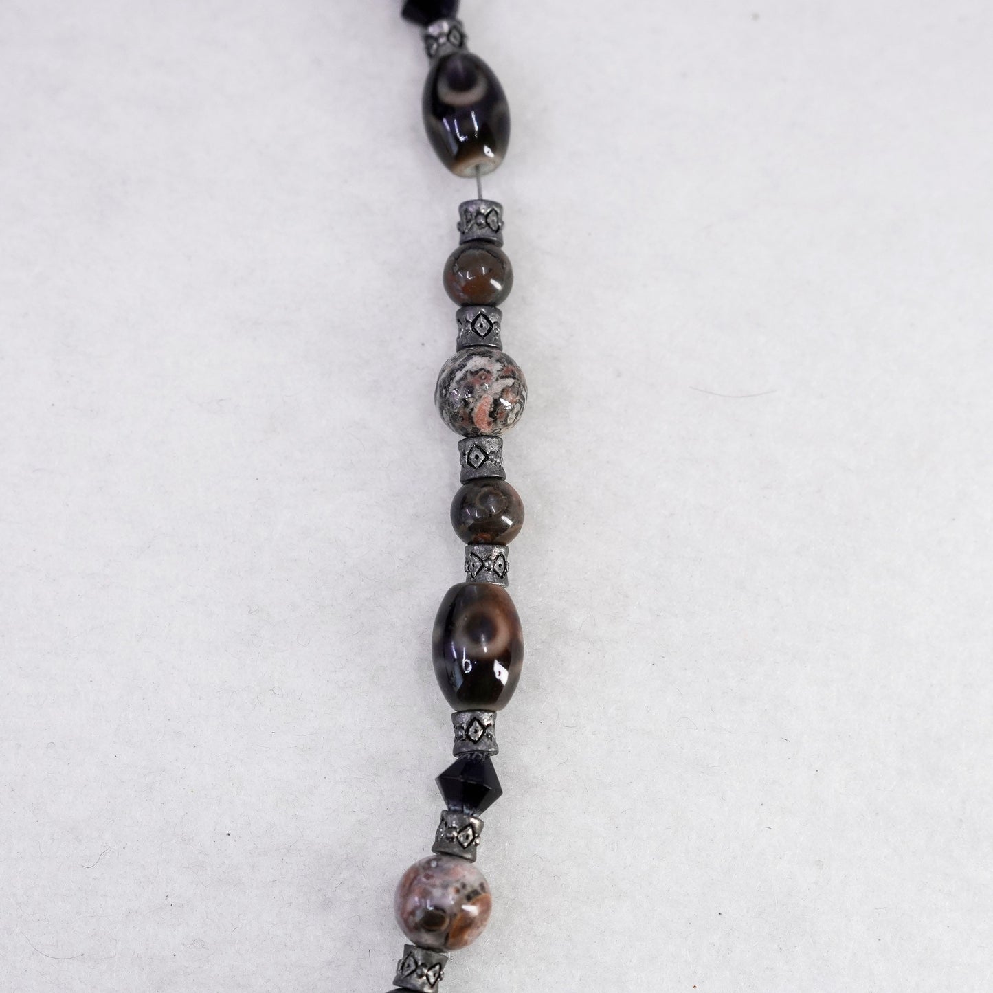 16”, Vintage Sterling 925 silver handmade necklace with jasper