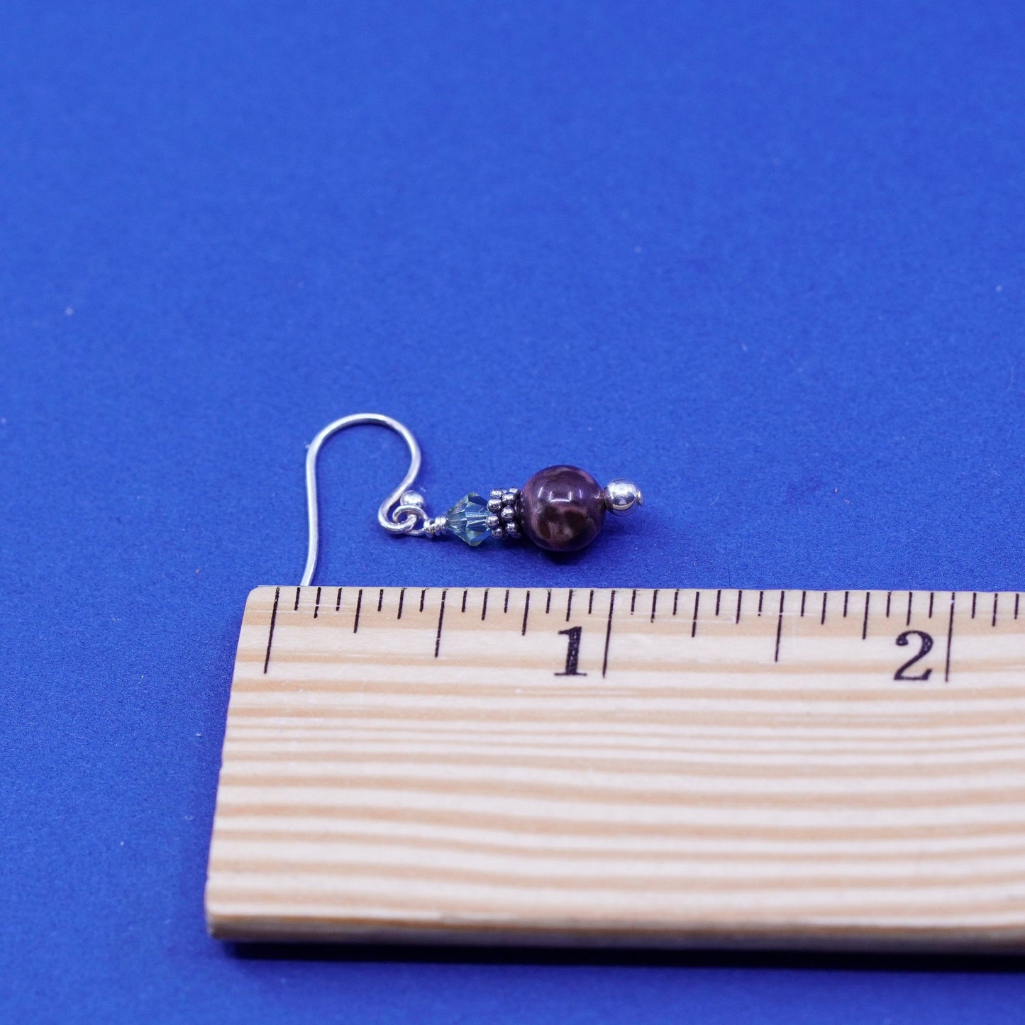 Vintage Sterling silver handmade stud earrings, 925 hooks with jasper beads