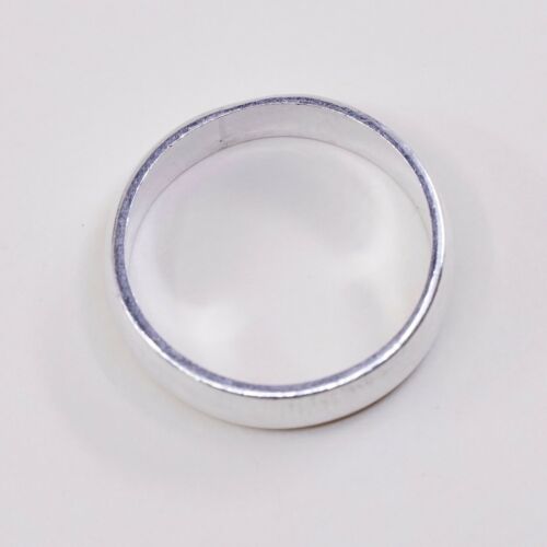 Sz 7.25, Vtg Sterling Silver Handmade Wedding Ring, Mexico 925 Band