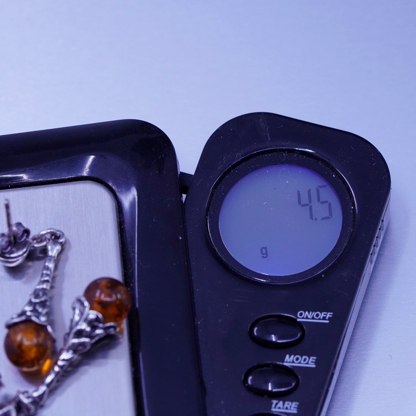 Vintage jewelry | handmade Sterling 925 silver teardrop earrings with amber