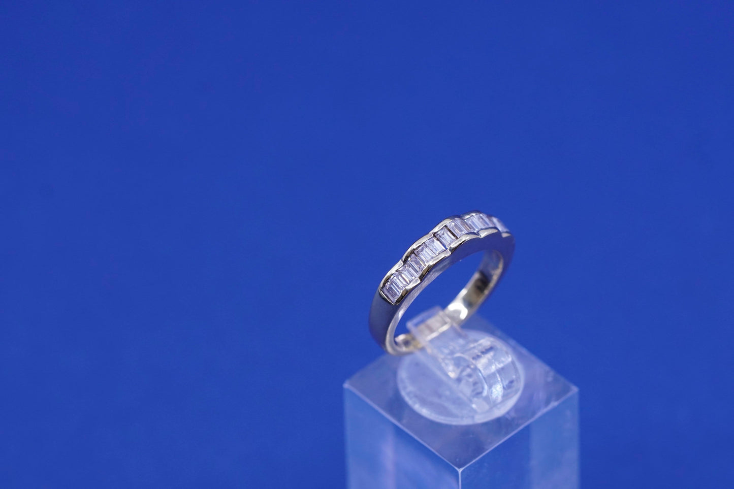 Size 6.25, vermeil gold over Sterling silver engagement ring, 925 band with Cz