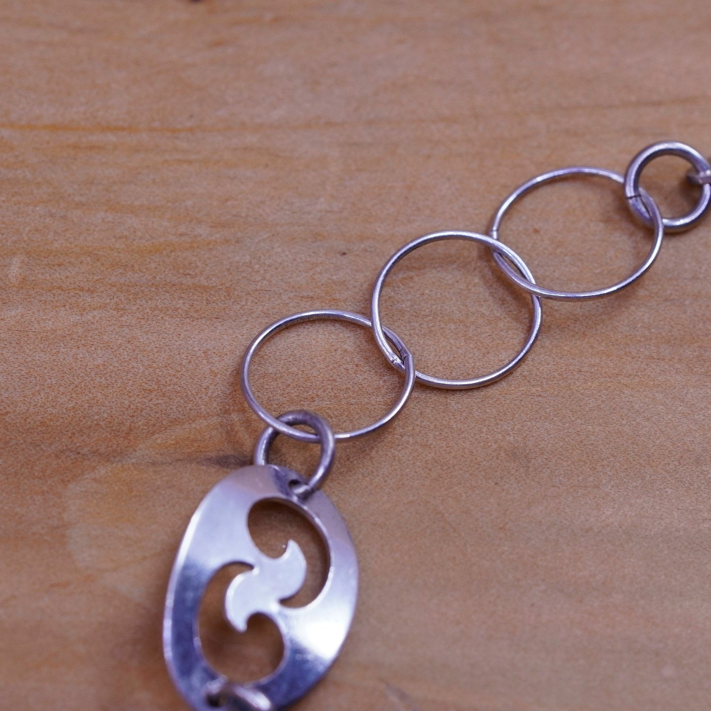 7.5”, vintage two tone Sterling silver handmade bracelet, 925 leafy chain