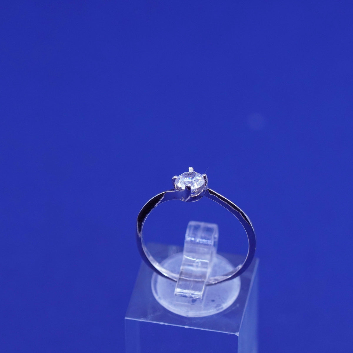 Size 8, vintage Sterling silver handmade ring, 925 engagement ring with cz