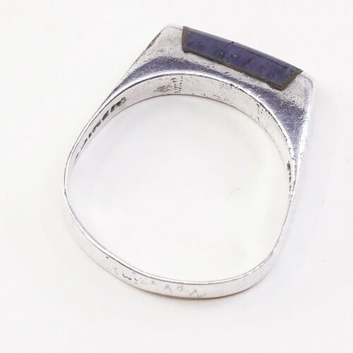 So 8.25, Vintage Mexico sterling silver handmade ring, Modern 925 With Sodalite