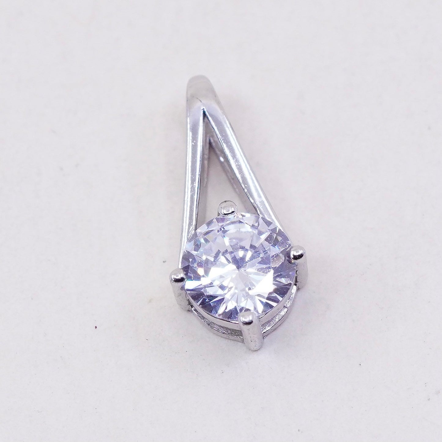 Vintage sterling 925 silver cz crystal pendant
