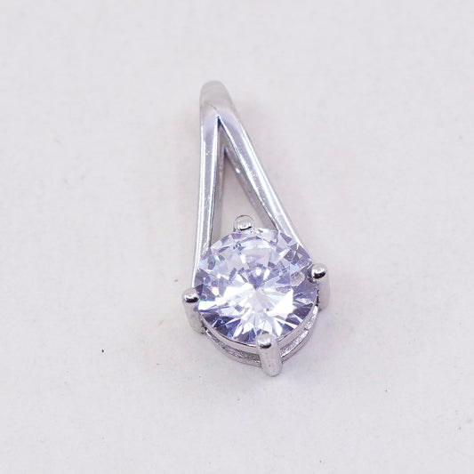 Vintage sterling 925 silver cz crystal pendant