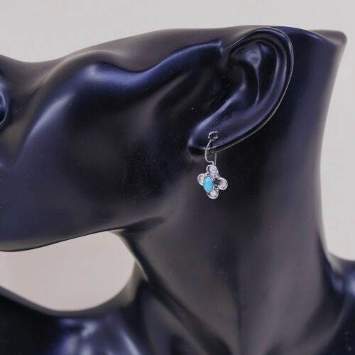 Amazing handmade Sterling Silver earrings, 925 Turquoise Dangles
