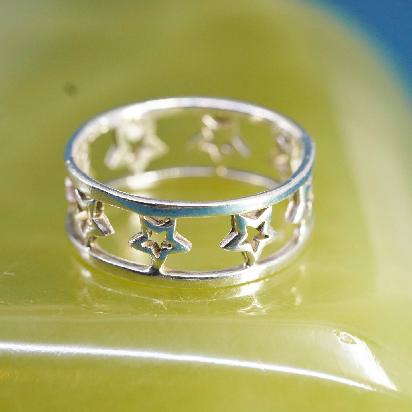 Size 8.5, vintage Sterling silver handmade ring, 925 star band