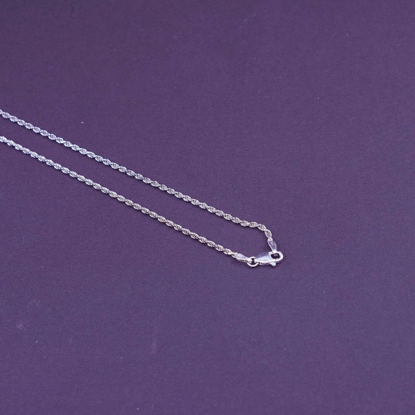 30”, 2mm, vintage Sterling silver necklace, Italy 925 rope chain