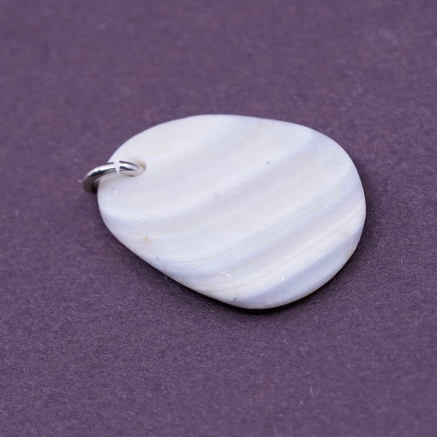 Vintage Sterling 925 silver handmade pendant charm with lace agate