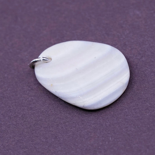 Vintage Sterling 925 silver handmade pendant charm with lace agate