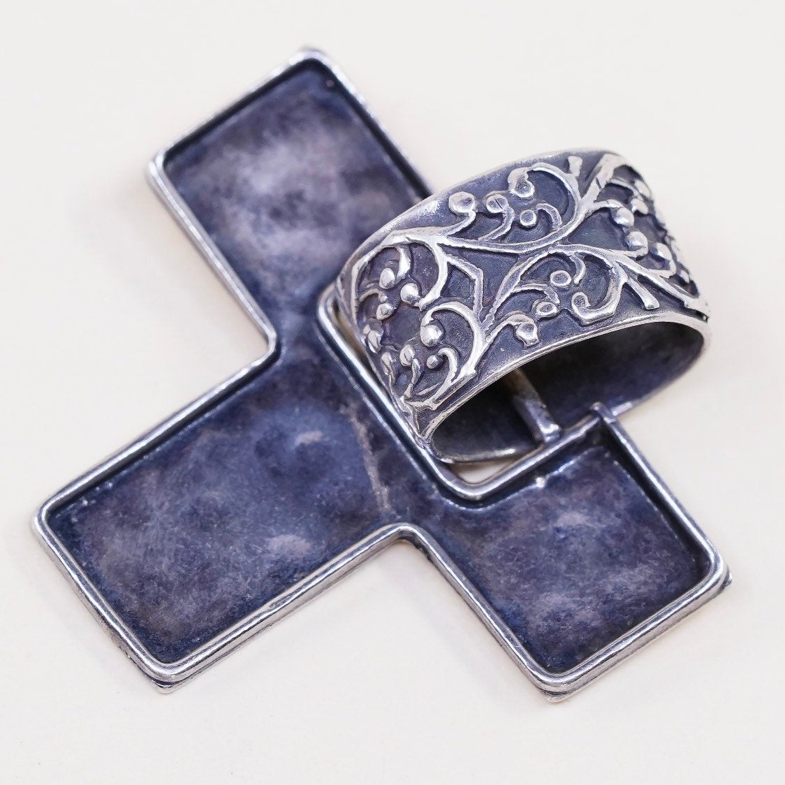 VTG Silpada sterling silver handmade charm, 925 initial "T” slide pendant