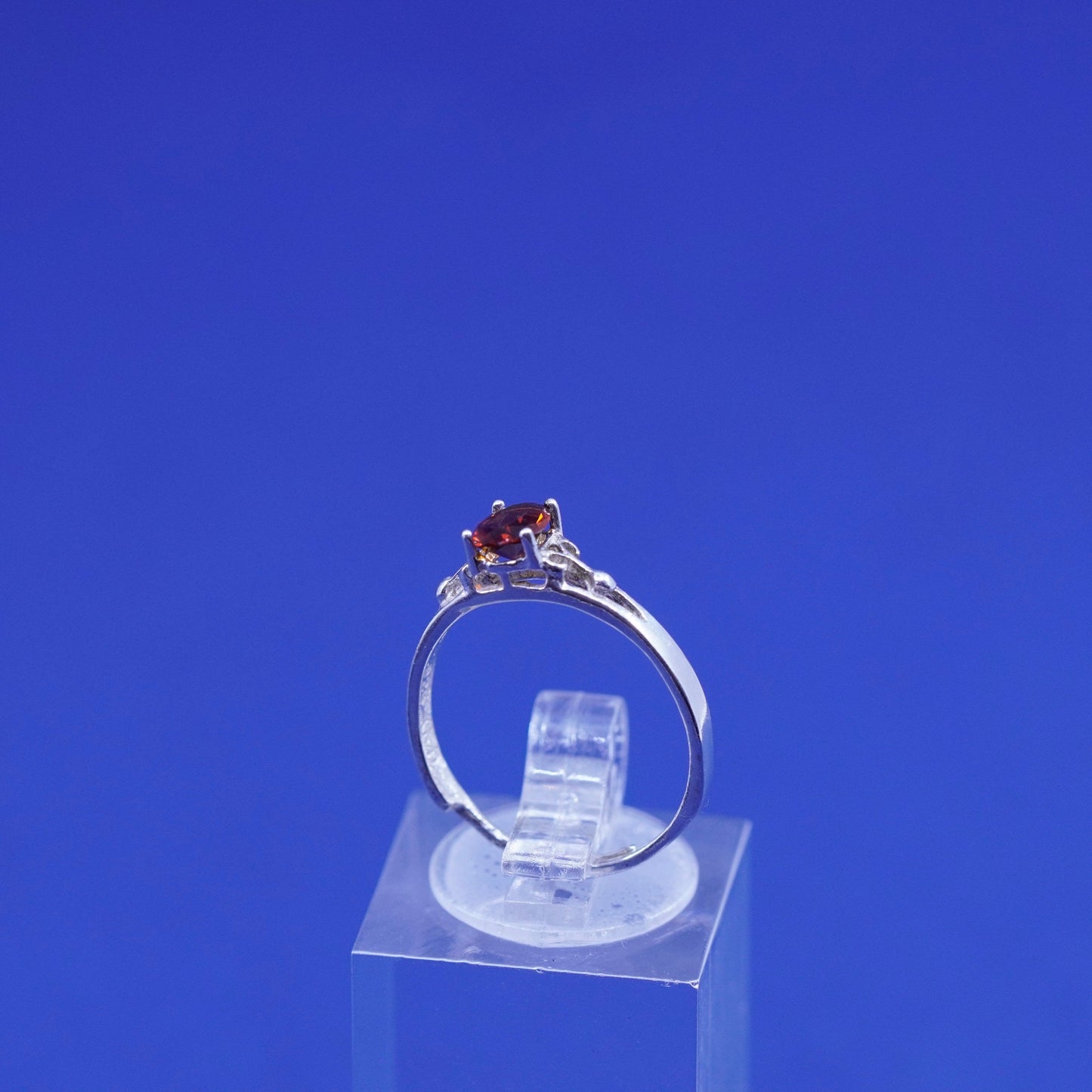 Size adjustable, vintage Sterling 925 silver handmade ring with ruby