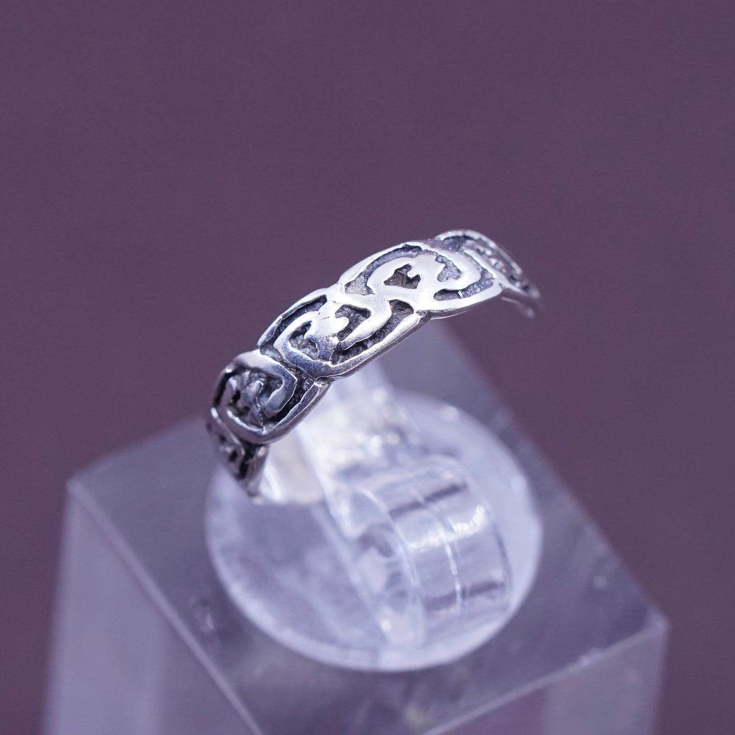Size 3, vintage Sterling silver handmade ring, 925 textured band, open end