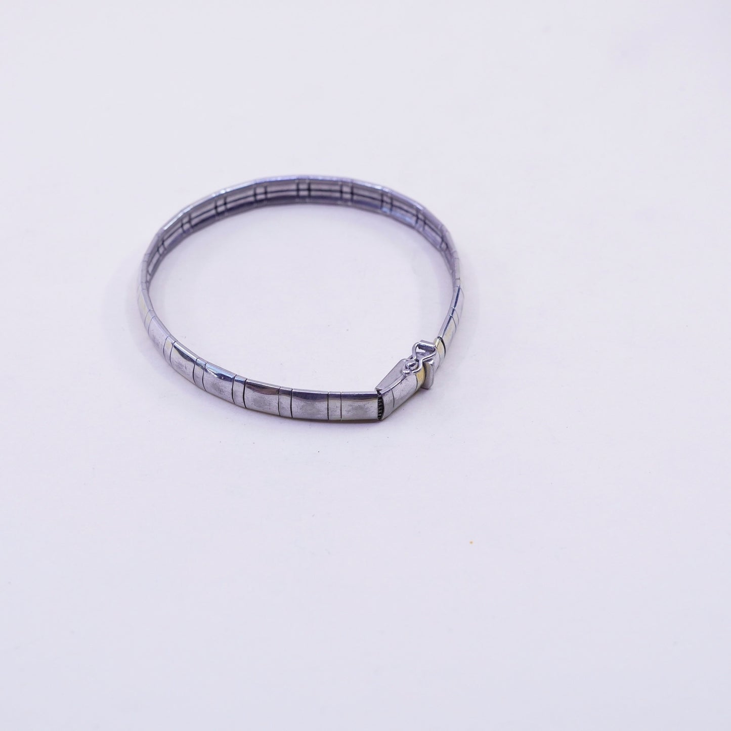 7.25”, 5mm, Vintage Sterling silver omega bracelet, Italy 925 chain
