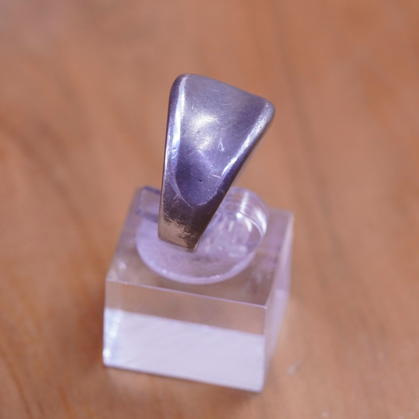 Size 7.25, sterling silver handmade ring, 925 ribbed band minimalist, modernist