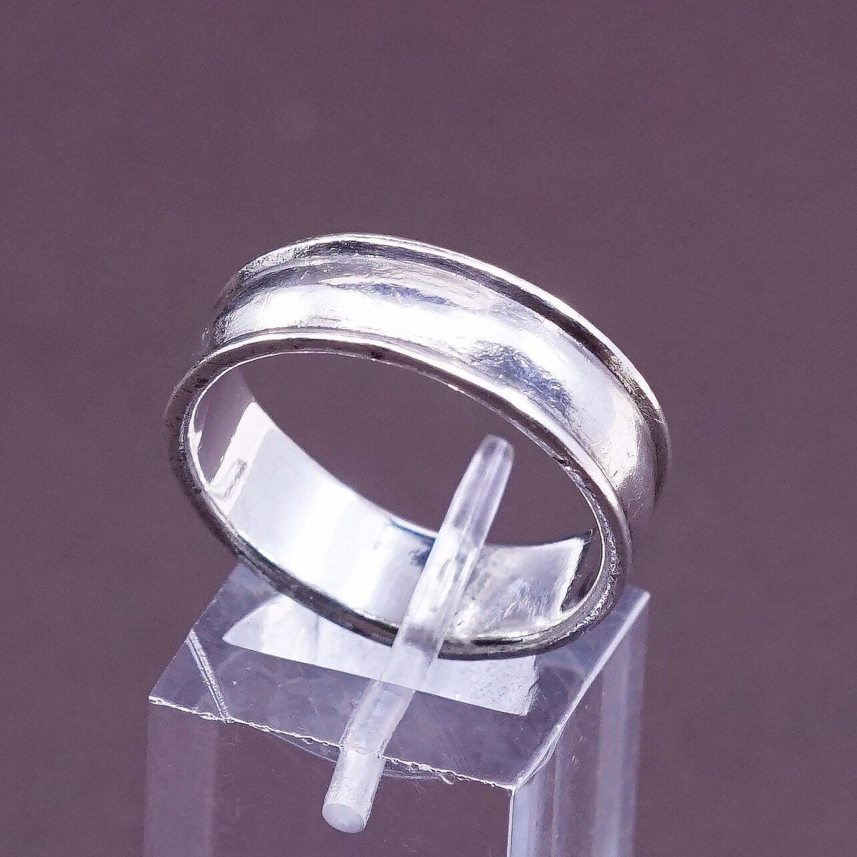 sz 9.75, vtg Sterling silver handmade ring, mexico 925 band w/ accent