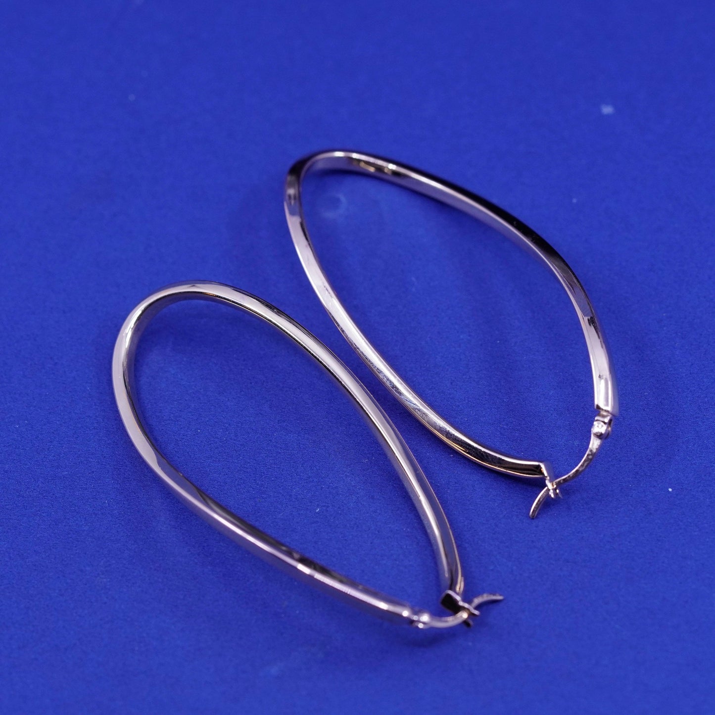 2.5”, vermeil gold filled Sterling silver handmade earrings huge oval 925 hoops