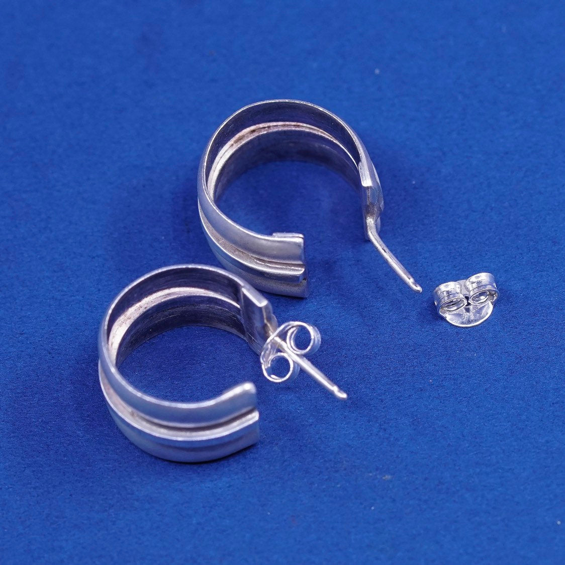 vtg modern minimalist sterling silver handmade earrings, 925 hook drops