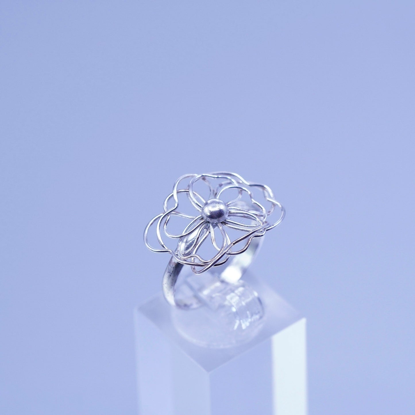 Size 9, vintage southwestern Sterling 925 silver handmade ring, filigree band