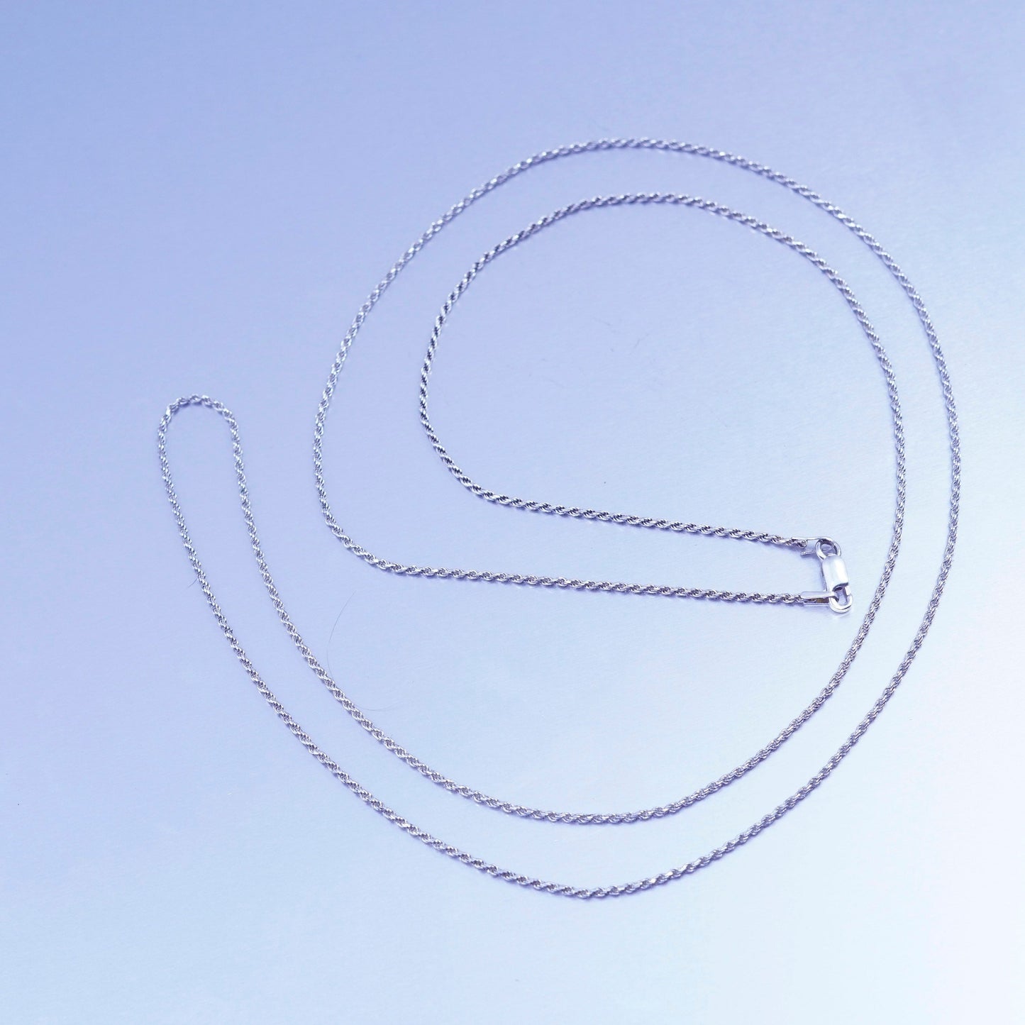 30” 1mm, vintage Sterling 925 silver rope chain necklace