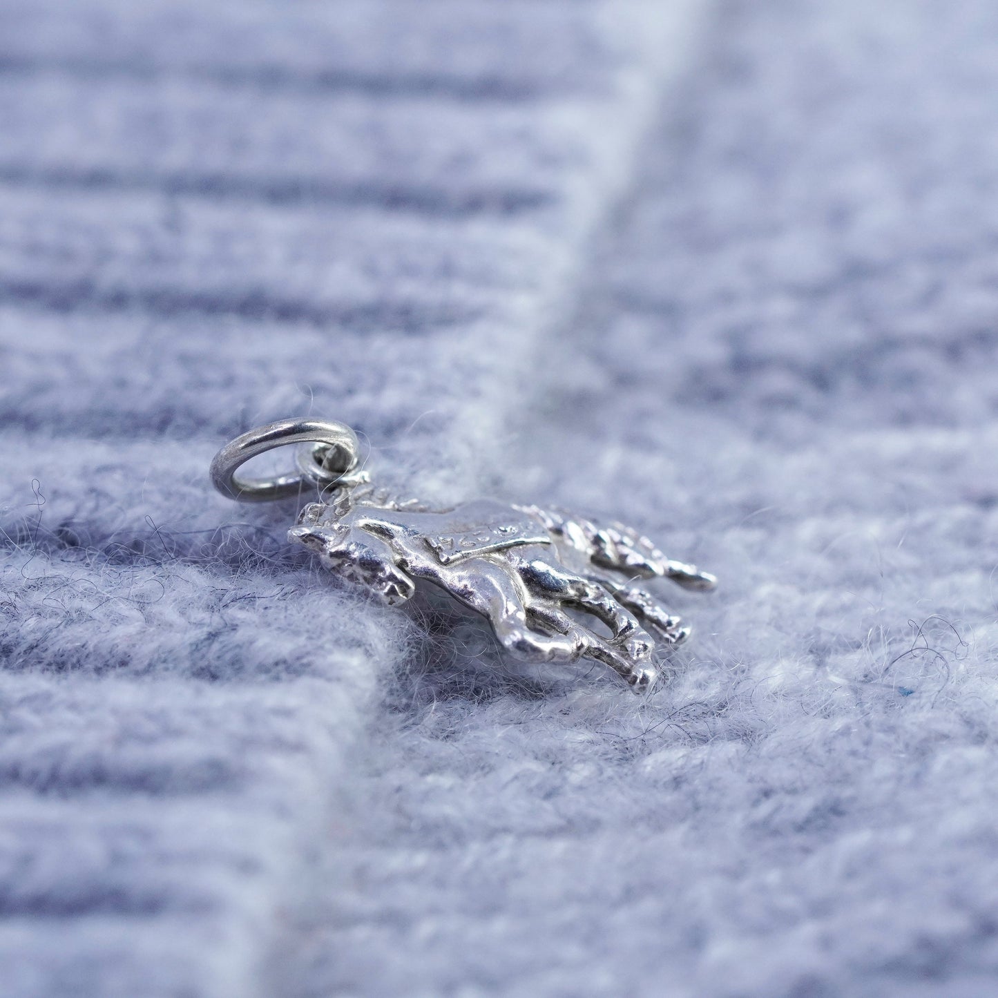 Vintage Sterling silver handmade simple 925 horse charm pendant