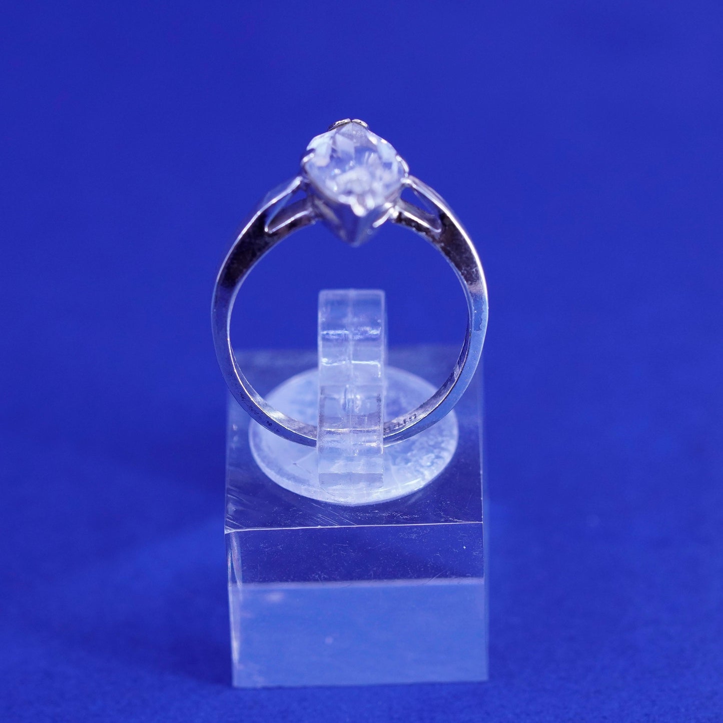 Size 7, vintage Sterling silver handmade ring, 925 ring with marquise shaped cz