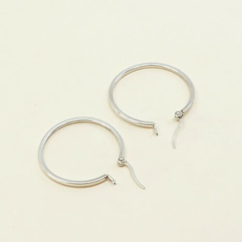 1.25”, Vtg Sterling Silver Hoops, Italy 925 silver, elegant earrings, Huggie