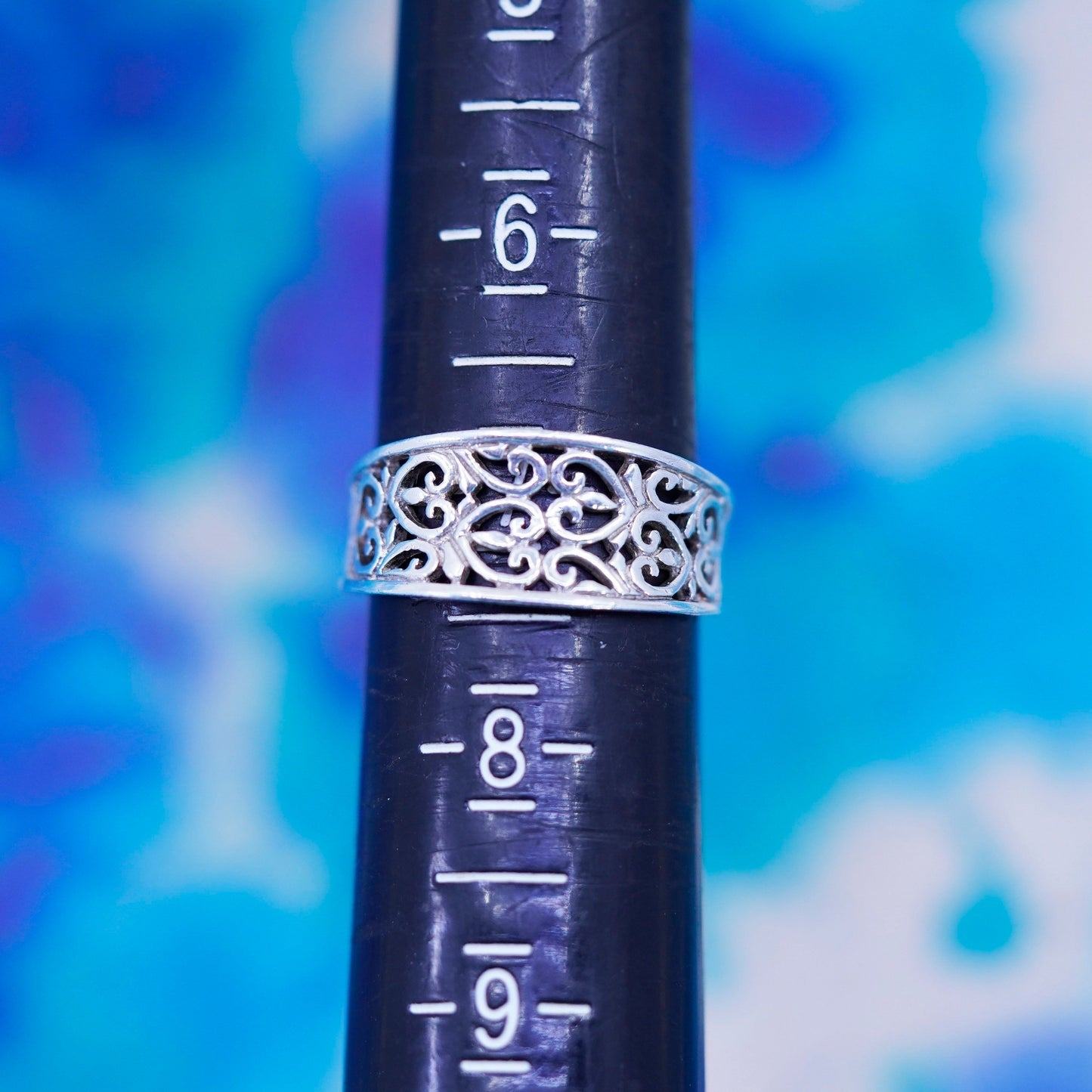 Size 7, vintage Sterling silver handmade ring, 925 filigree band