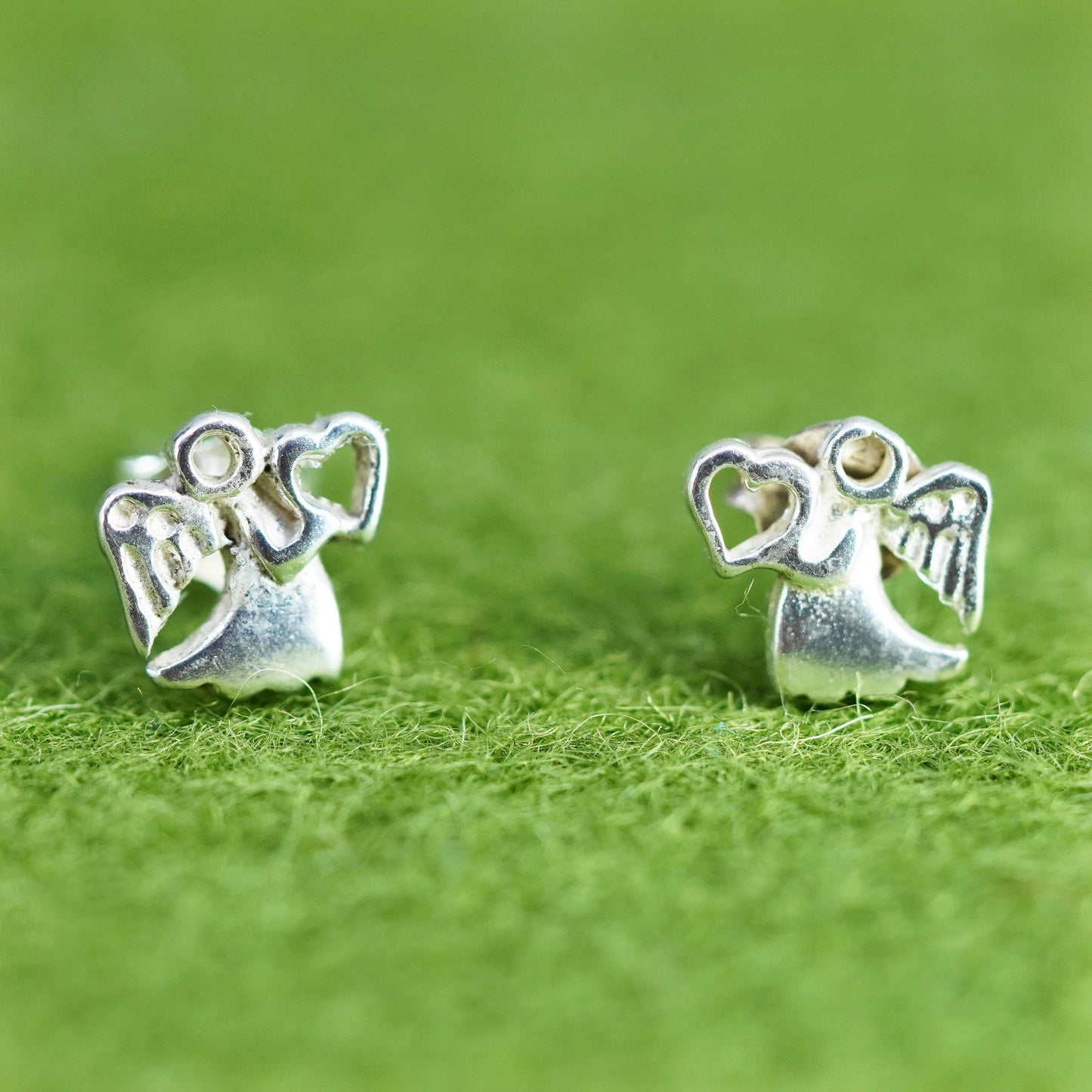 Vintage sterling silver hummingbird studs, 925 Angel earrings