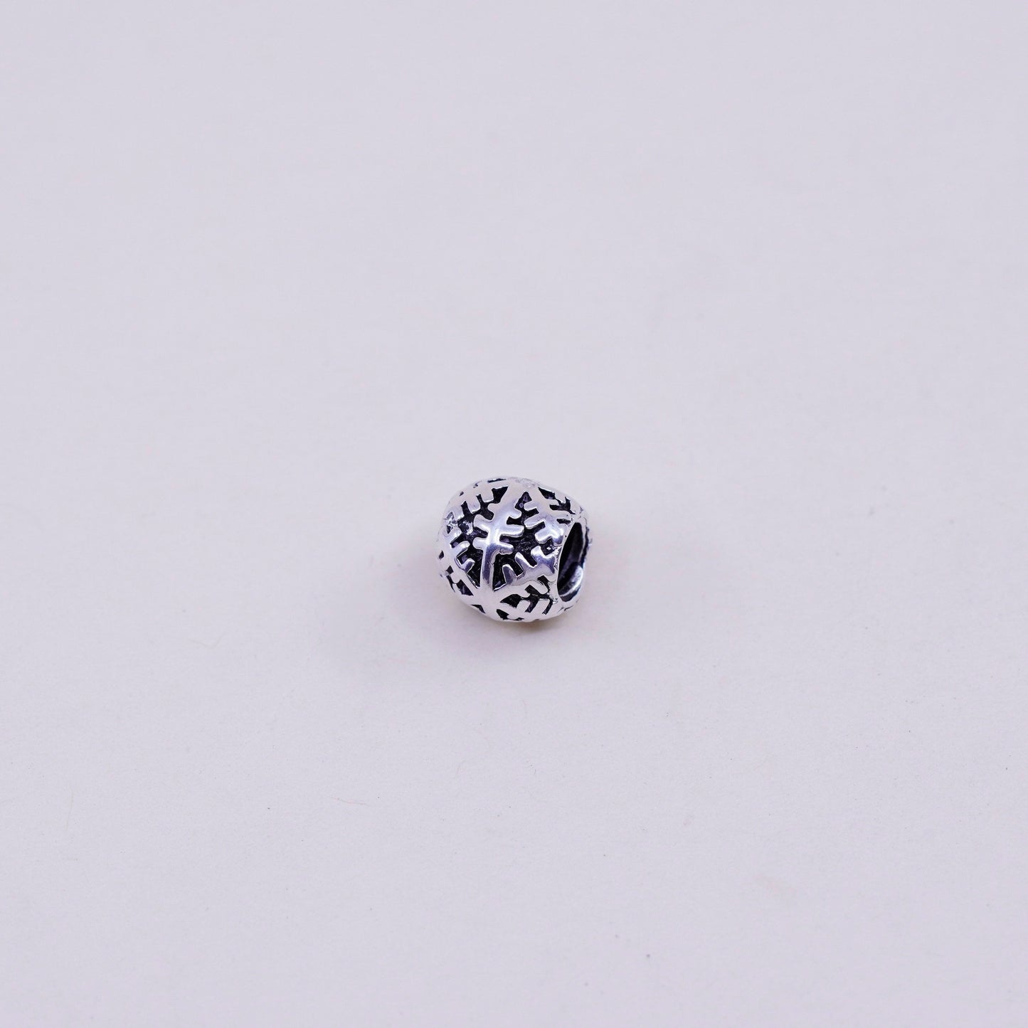 Vintage sterling silver handmade snowflake pendant, 925 charm