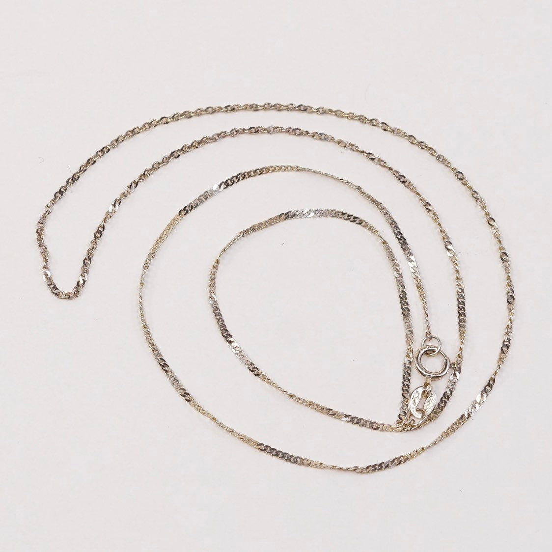 18” vermeil gold sterling silver handmade necklace, 925 twisted curb link chain