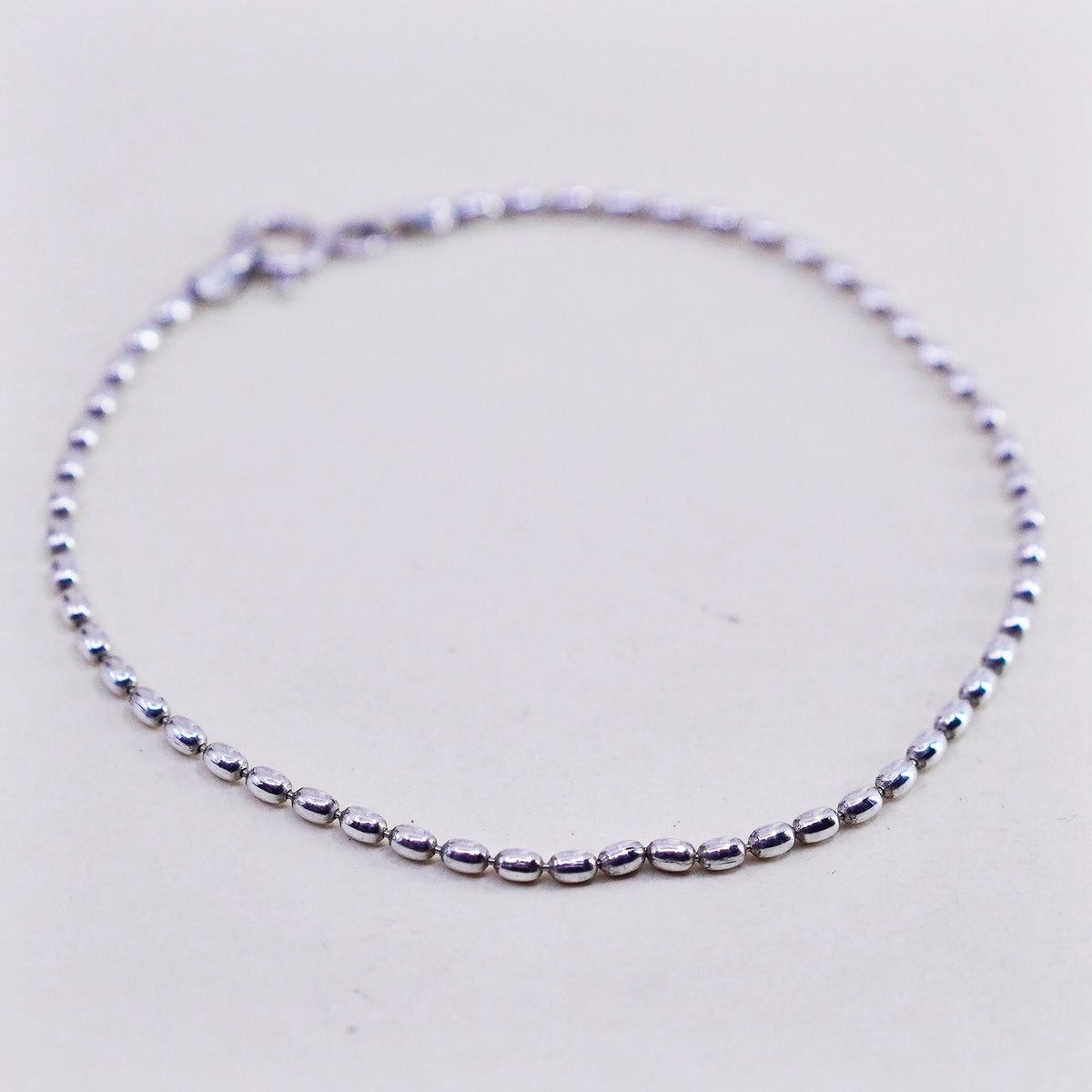 7”, 1mm, Vintage sterling silver bracelet, 925 beads chain