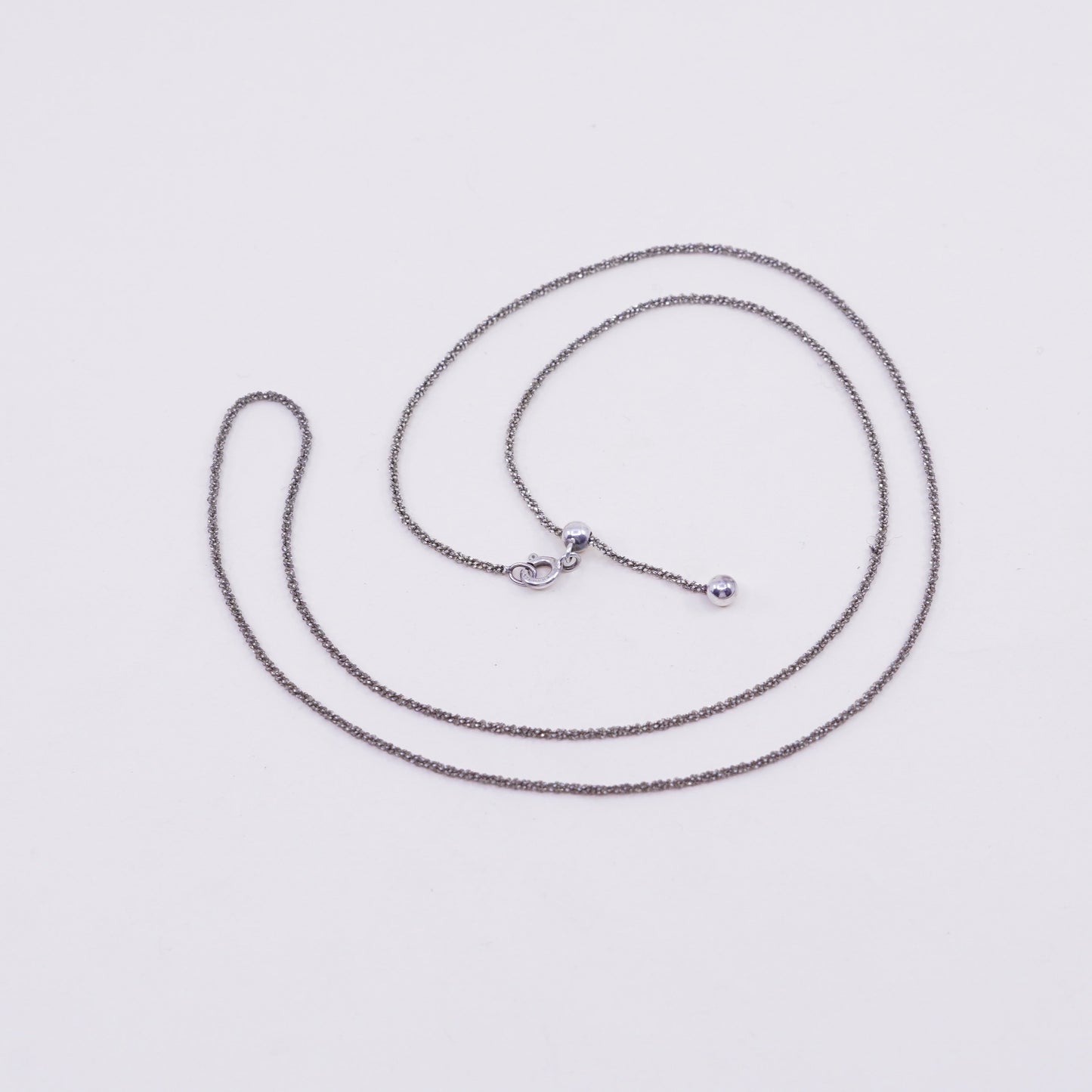 Size adjustable, 21”, CHAM sterling silver Italy 925 twisted chain, necklace