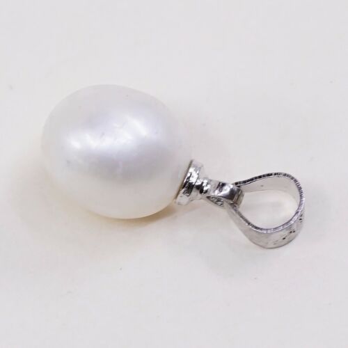 Vtg sterling silver handmade pendant, solid 925 With Pearl, Stamped 925