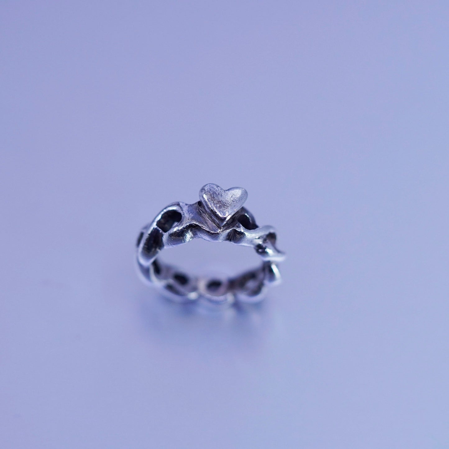 Size 6.25, southwestern Sterling 925 silver wedding ring, entwined band heart