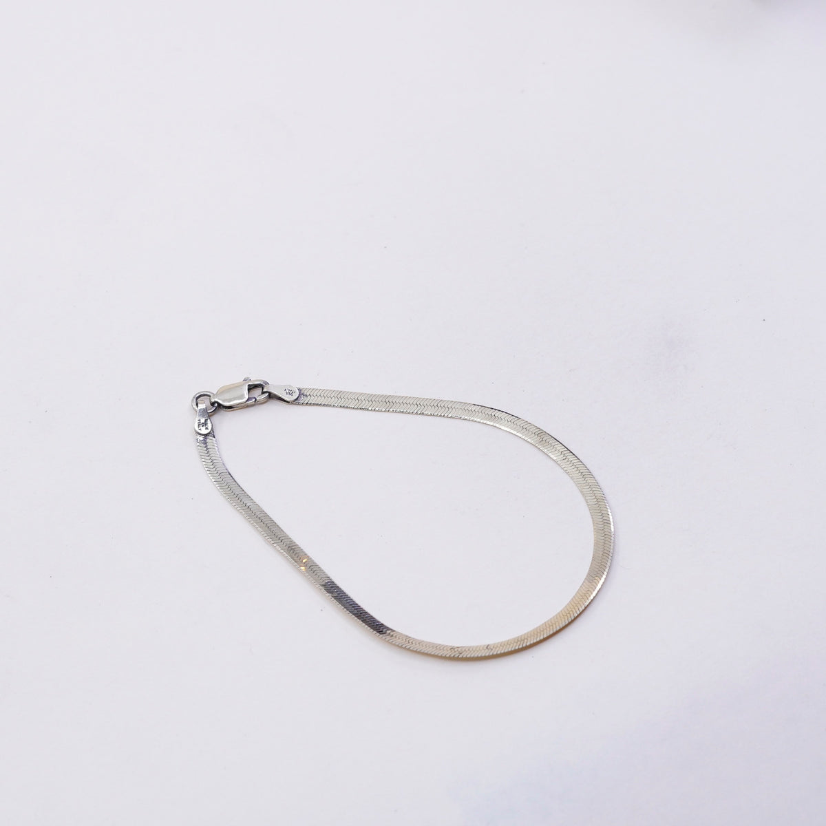 7”, vermeil gold over sterling silver bracelet, Italian 925 herringbone chain