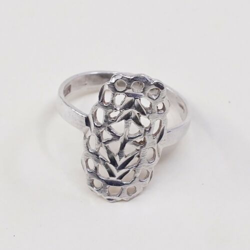 Size 5, Vtg Sterling Silver Handmade Ring, 925 Silver Band W/ Filigree Whirl
